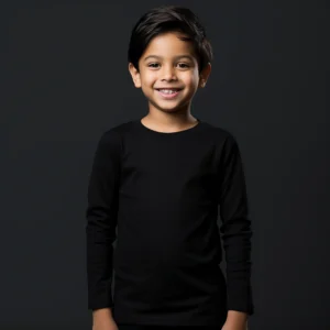 Boys round neck top black(C91 interlock)