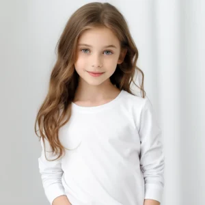 Girls round neck top white (C91 interlock)