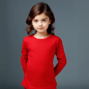 Girls round neck top red (C91 interlock)