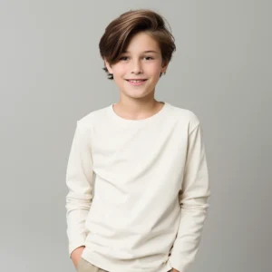 Boys round neck top off-white (C91 interlock)