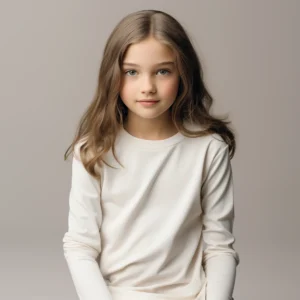 Girls round neck top off-white (C91 interlock)