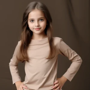Girls round neck top beige(C91 interlock)