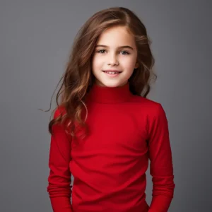 Girls high neck top red (C91 interlock)