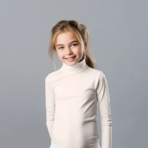 Girls high neck top off-white (C91 interlock)