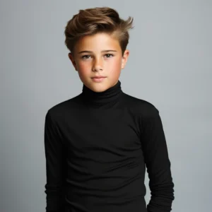 Boys high neck top black (C91 interlock)