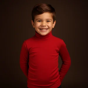 Boys high neck top red (C91 interlock)