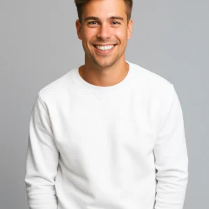 Men's white round neck C77