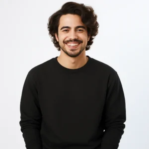 Men's black round neck C77