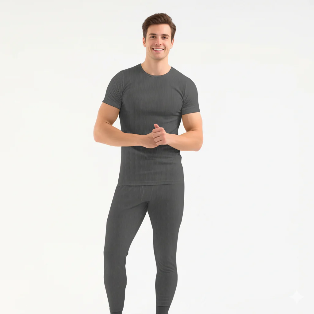 Men's luxury Charcoal Interlock Short Sleeve Warmer Set