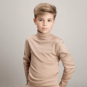 Boys high neck top beige (C91 interlock)