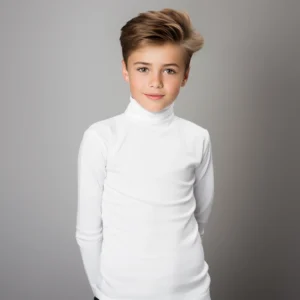 Boys high neck top white (C91 interlock)
