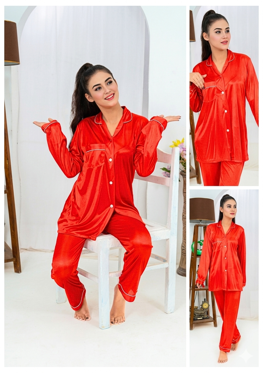 2pes (shirt+pajama) full sleeves polyster jersey soft fabric - Image 2