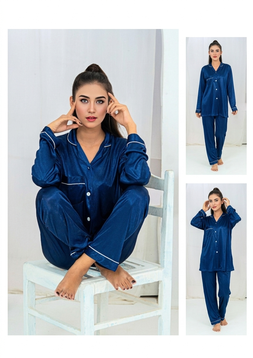 2pes (shirt+pajama) full sleeves polyster jersey soft fabric - Image 4