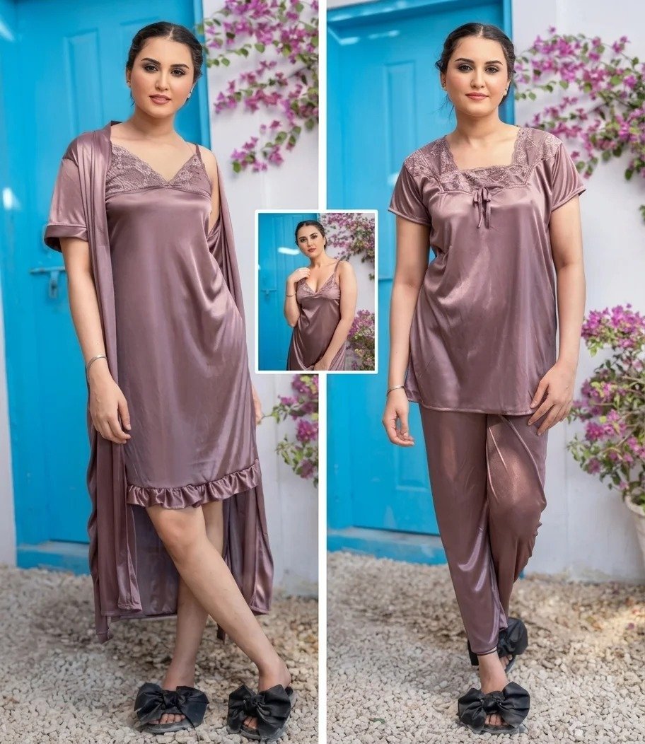 4pes (inner +gown+trouzer+t-shirt) polyster jersey soft fabric - Image 6