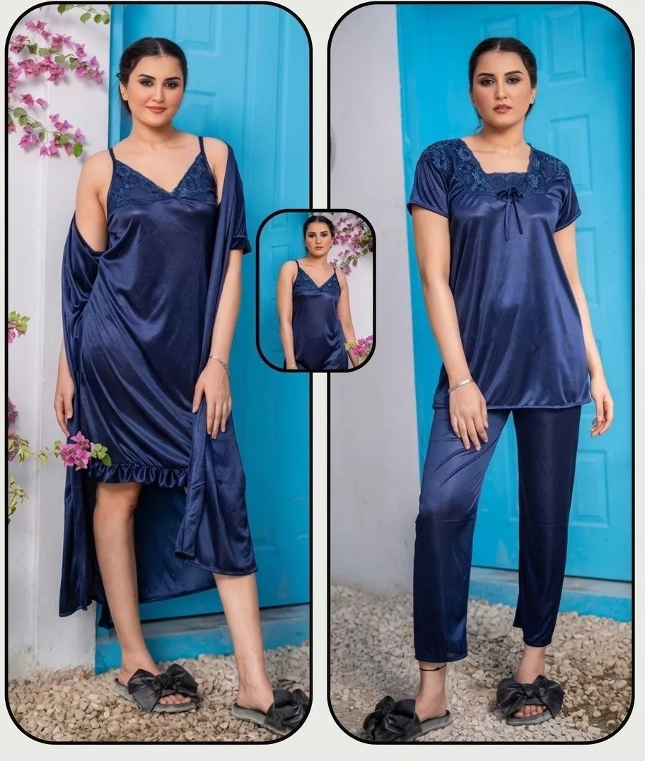 4pes (inner +gown+trouzer+t-shirt) polyster jersey soft fabric - Image 5