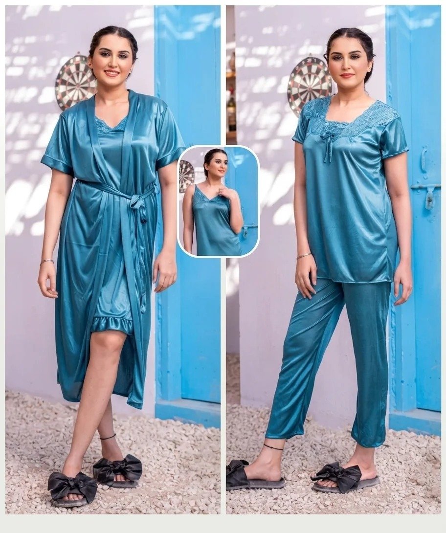 4pes (inner +gown+trouzer+t-shirt) polyster jersey soft fabric - Image 3