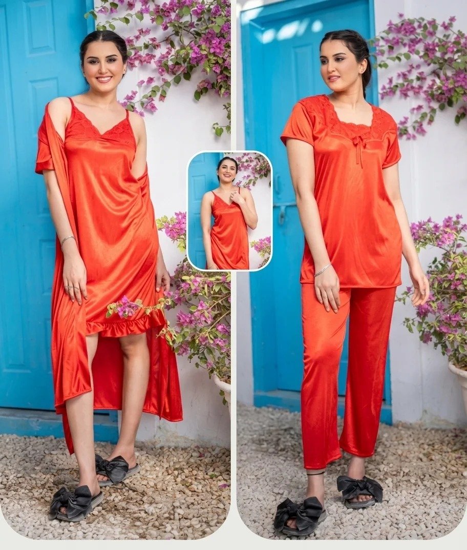 4pes (inner +gown+trouzer+t-shirt) polyster jersey soft fabric - Image 2