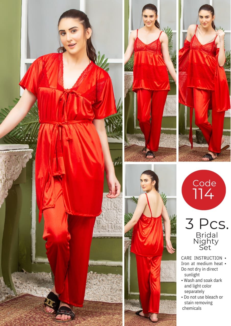 Luxury 3-Piece Loungewear Suite – Soft Polyester Jersey Inner, Gown, and Pajama Set - Image 2