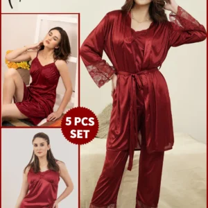Women’s Roses Luxury 5-Pc Nightwear Ensemble