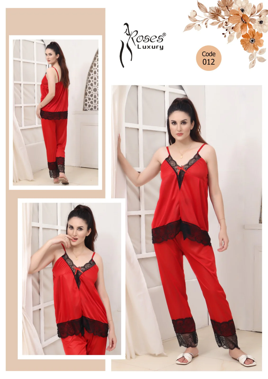 Women’s Roses Luxury Nightwear – Elegant 2-Piece Set - Image 3