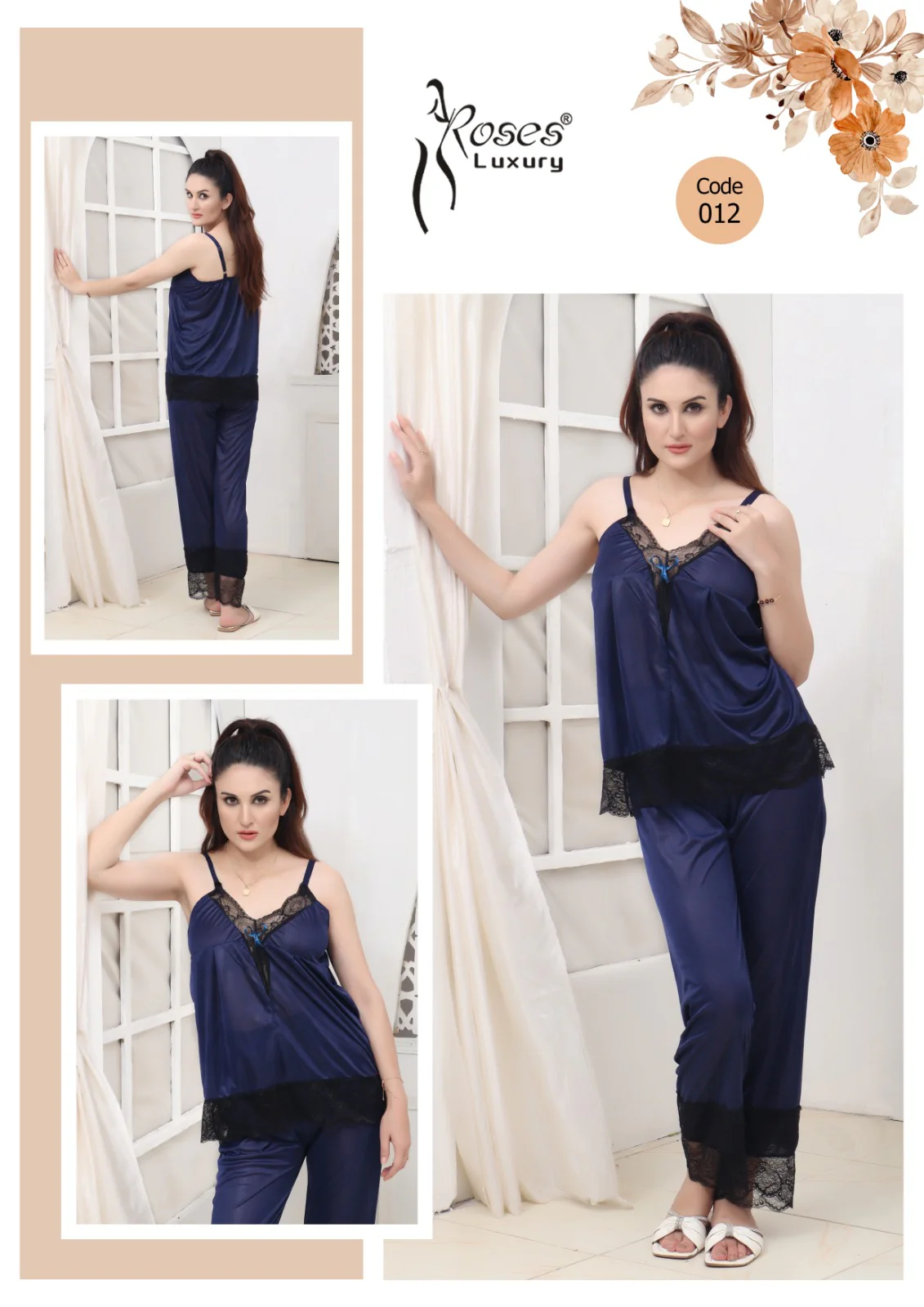 Women’s Roses Luxury Nightwear – Elegant 2-Piece Set - Image 2