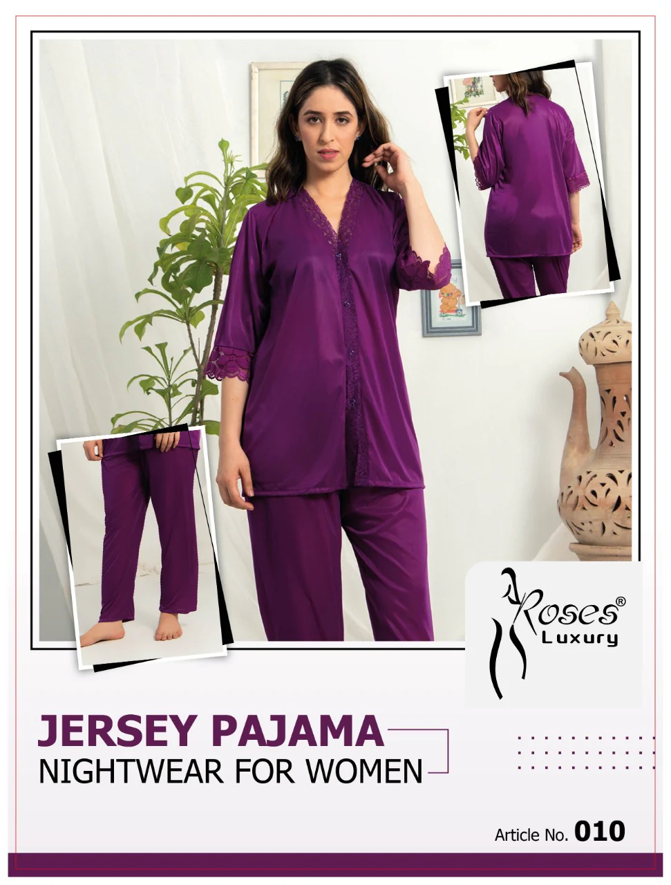 Roses Luxury 2-Piece Jersey Pajama Set – Soft, Comfortable & Stylish Loungewear - Image 6