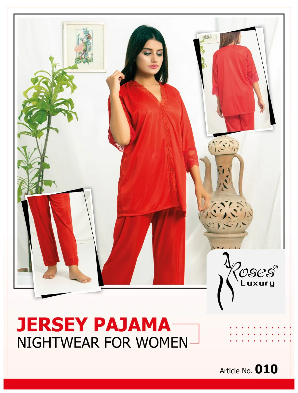 Roses Luxury 2-Piece Jersey Pajama Set – Soft, Comfortable & Stylish Loungewear - Image 5