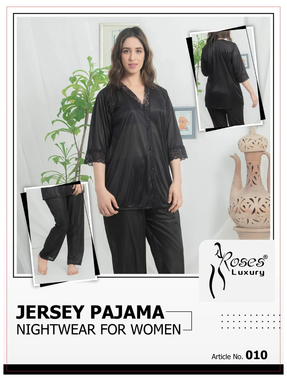 Roses Luxury 2-Piece Jersey Pajama Set – Soft, Comfortable & Stylish Loungewear - Image 3
