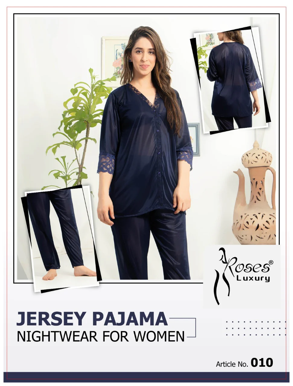 Roses Luxury 2-Piece Jersey Pajama Set – Soft, Comfortable & Stylish Loungewear - Image 4