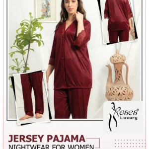 Roses Luxury 2-Piece Jersey Pajama Set – Soft, Comfortable & Stylish Loungewear