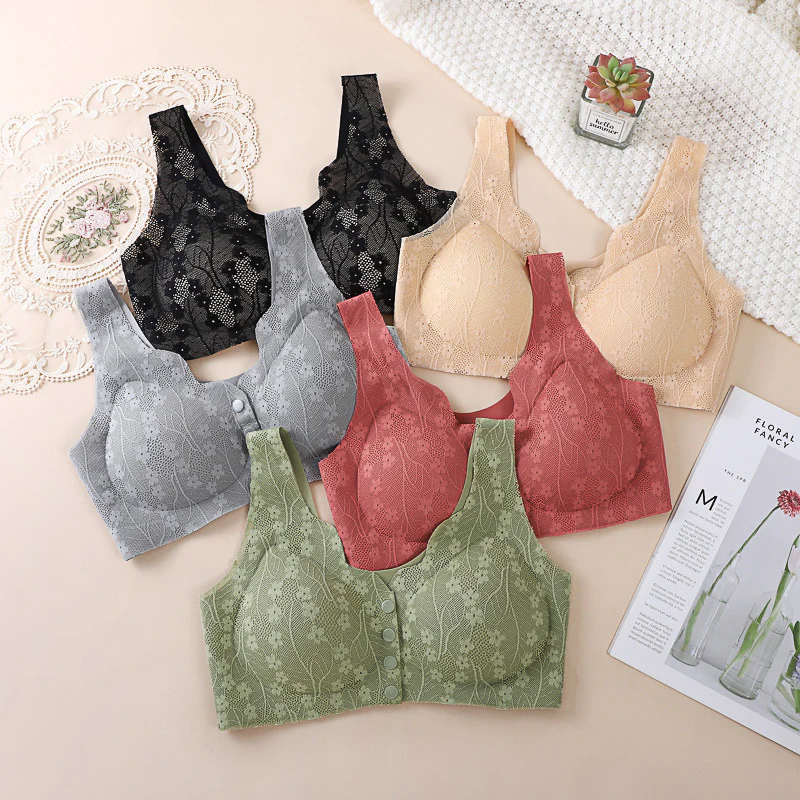 Comfortable Front-Button Bra with Adjustable Straps