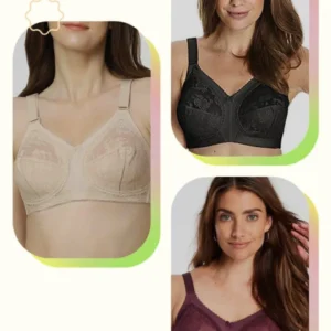 Women’s Full Coverage Rose Embroidered Lace Bra – Premium Support