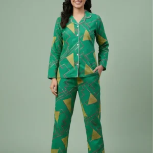 Emerald Prism Geometric Pajama Set - 2-Piece Vibrant Green